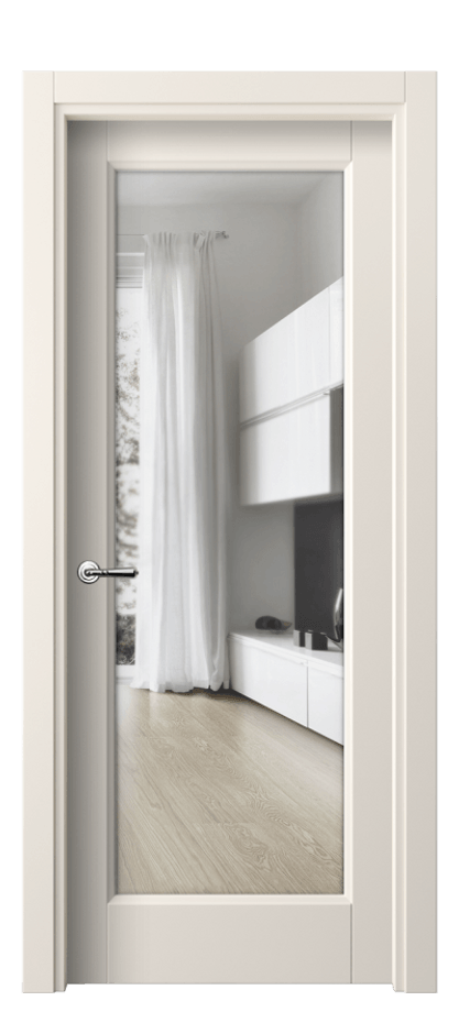 Межкомнатная дверь Галант 1402 ПЭТ кремово-белый Прозрачное стекло Цена 32180 ₽ | Volhovec