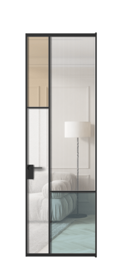 Межкомнатная дверь Mosaic АЛПЛ041.13 Алюминий Черный Комбинация стекол Группы 1 и Группы 3 Цена 158330 ₽ | Volhovec