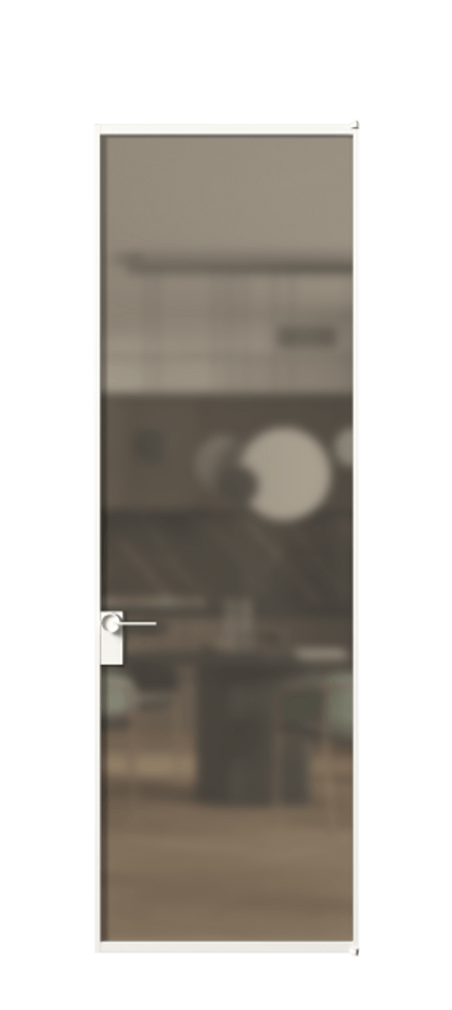 Алюминиевая дверь АЛПЛ040.01 Алюминий Белый Сатинированное бронзовое стекло, триплекс Цена 127130  | Volhovec