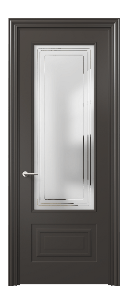 Дверь межкомнатная Mascot 8442 Матовый антрацит Сатинированное стекло с гравировкой "Грани", триплекс Фигурный наличник МАН Цена 69300 ₽ Наличники уже входят в базовый комплект. Фабрика дверей Волховец 8 (800) 551 43 19 Межкомнатная дверь Mascot 8442 Матовый антрацит Сатинированное стекло с гравировкой "Грани", триплекс Цена 69300 ₽ | Volhovec