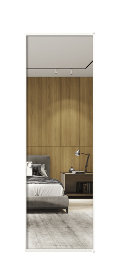 Алюминиевая дверь АЛПЛ040.01 Алюминий Белый Двустороннее зеркало, триплекс , триплекс 6 мм Цена 121350  | Volhovec