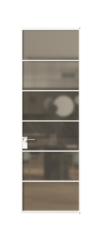 Алюминиевая дверь АЛПЛ040.04 Алюминий Белый Сатинированное бронзовое стекло, триплекс Цена 130760  | Volhovec