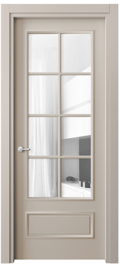 Межкомнатная дверь Paris 8112 Матовый светло-бежевый Прозрачное стекло, 4 мм Цена 76020 ₽| Volhovec