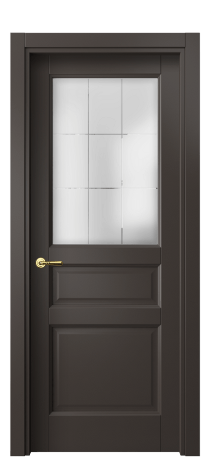 Межкомнатная дверь Galant 1432 Матовый антрацит Сатинированное стекло с гравировкой "Лофт" Цена 56070 ₽ | Volhovec
