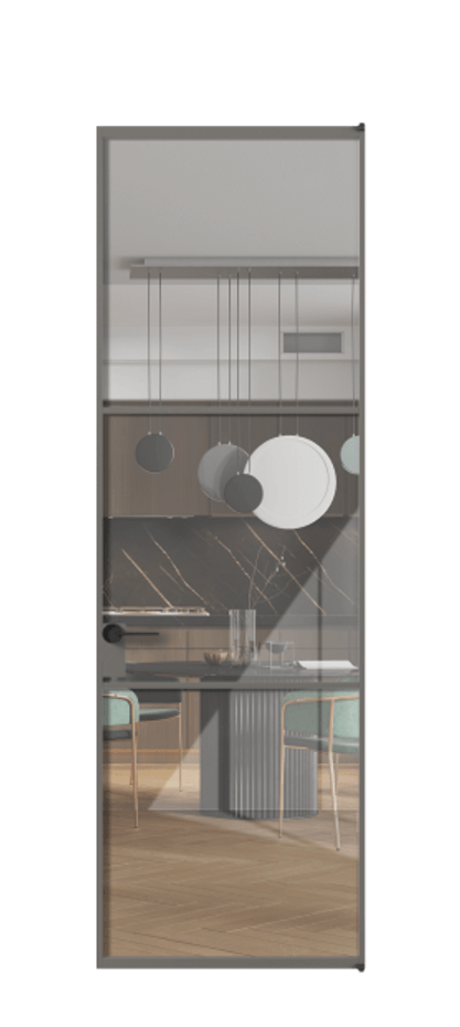 Алюминиевая дверь АЛПЛ040.03 Алюминий классический серый Рефлективное прозрачное стекло "Stopsol", калёное Цена 159360  | Volhovec