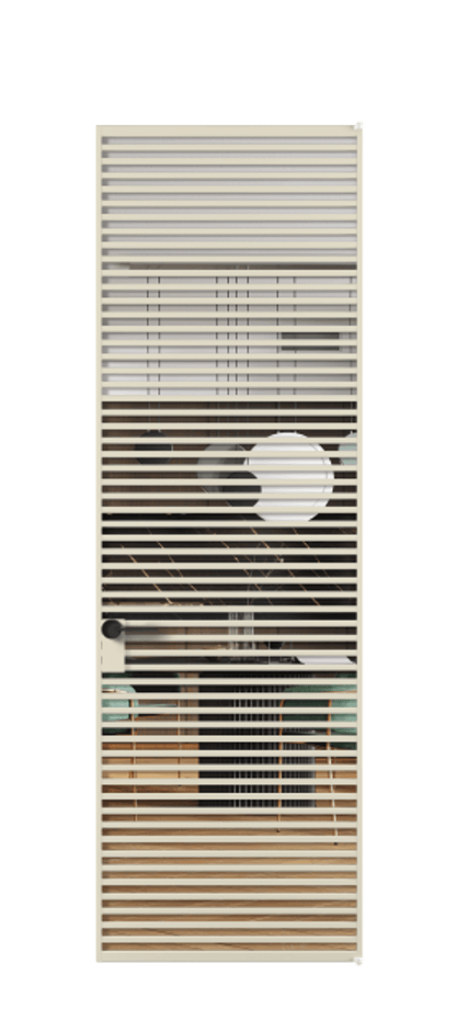 Алюминиевая дверь АЛПЛ040.07 Алюминий бежево-серый Прозрачное стекло "Кристал Вижн", калёное Цена 219880  | Volhovec