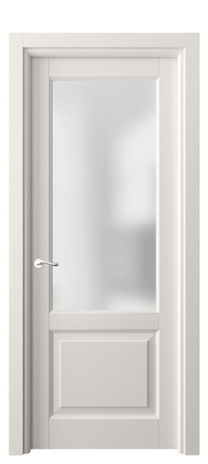 Межкомнатная дверь Лигнум 0740 Дуб пудровый белый Сатинированное стекло Цена 142340 ₽ | Volhovec