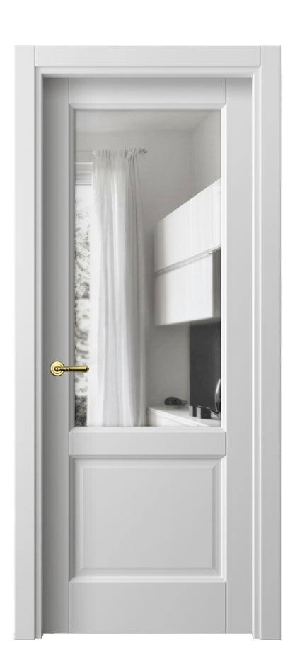 Межкомнатная дверь Галант 1422 Матовый белоснежный Прозрачное стекло Цена 57640 ₽ | Volhovec