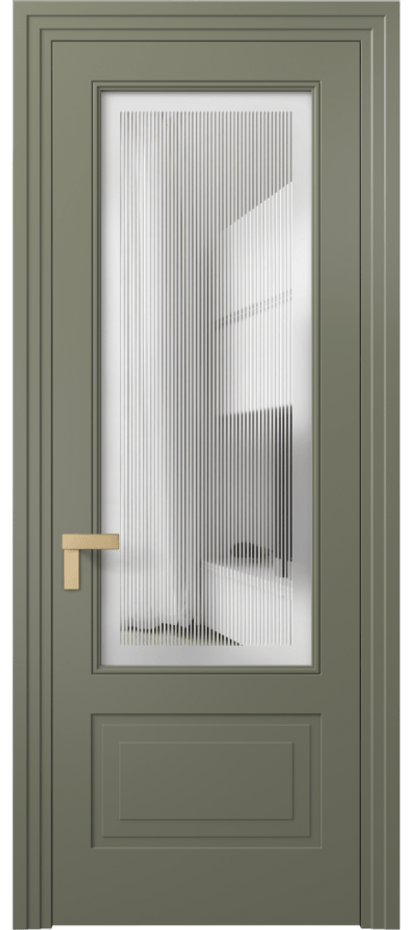 Межкомнатная дверь Rocca 8342 Матовый оливковый тёмный Сатинированное с гравировкой "Каннелюры", триплекс Цена 96490 ₽ | Volhovec