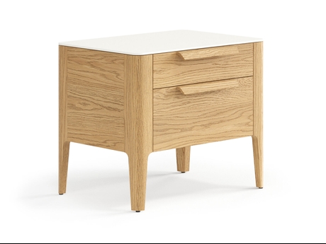 Мебель Тумба прикроватная Piega 2 ящика. Цвет Дуб пшеничный матовый. Материал Массив дуба матовый. Коллекция Тумба прикроватная Piega 2 ящика. Картинка.
