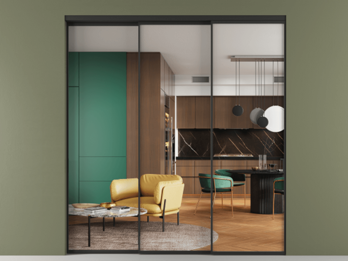 Перегородка Formato внутри проёма телескопик синхро 2 АЛПР 040.01 Алюминий Черный Прозрачное стекло "Crystal Vision", калёное, 6 мм. Скрытый короб ЧЕР Цена 377480 ₽ 1. Полотно 3 шт.  (800/2100 мм)
2. Комплект установки раздвижной системы
3. Базовый комплект фурнитуры
4. Комплект фурнитуры телескопик синхро-2
5.Ручка RONDO
. Фабрика дверей Волховец 8 (800) 551 43 19  Перегородка Formato внутри проёма телескопик синхро 2 АЛПР 040.01 Алюминий Черный Прозрачное стекло "Crystal Vision", калёное, 6 мм Цена 377480 ₽  | Volhovec