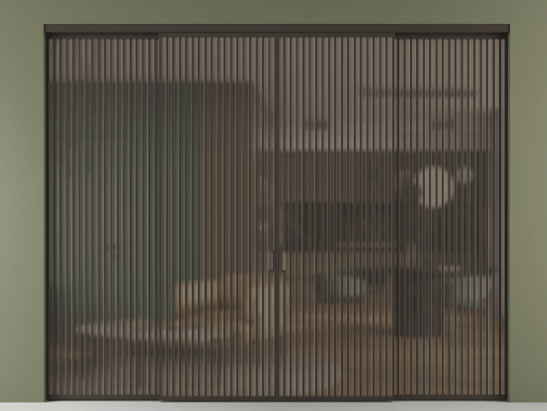 Перегородка Формато внутри проёма 4 створки АЛПР 040.06 Алюминий антрацит Сатинированное бронзовое стекло, триплекс Цена 715790 ₽  | Volhovec