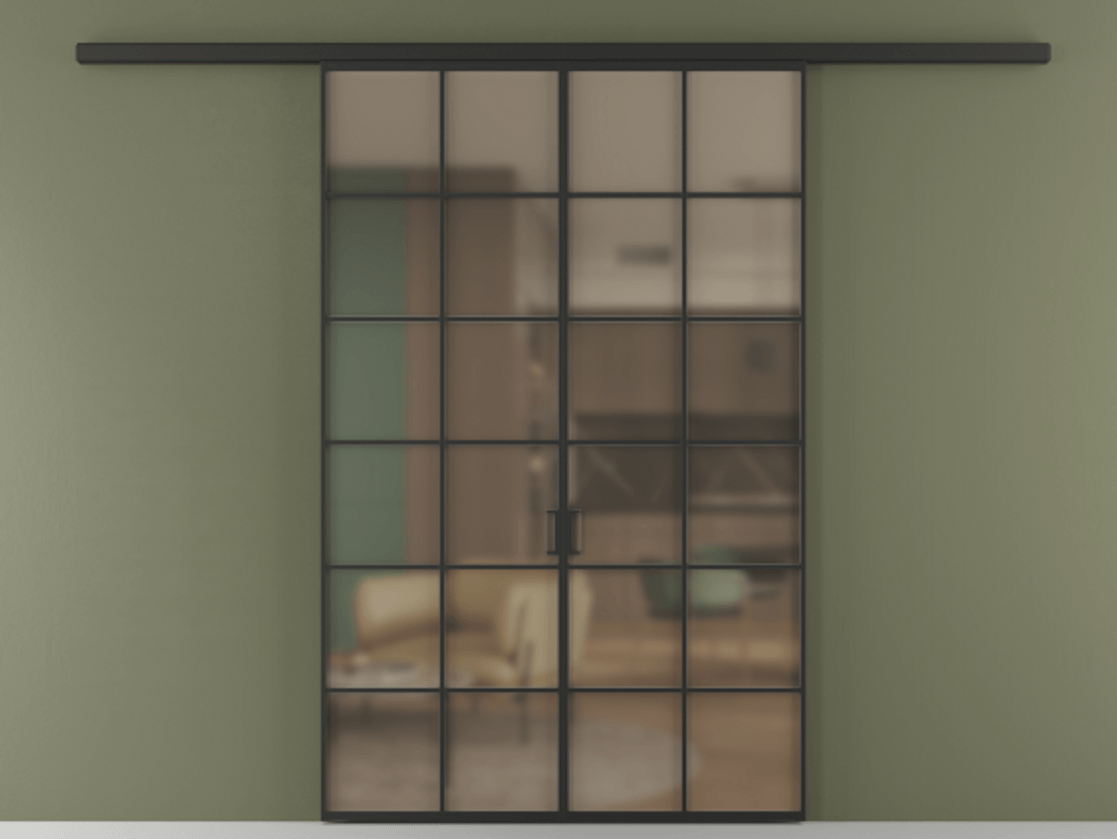 Перегородка Formato вдоль стены двустворчатая АЛПР 040.05 Алюминий Черный Сатинированное бронзовое стекло, триплекс, 6 мм. Скрытый короб ЧЕР Цена 236040 ₽ 1. Полотно 2 шт.  (800/2100 мм)
2. Комплект установки раздвижной системы
3. Базовый комплект фурнитуры
4.Ручка RONDO
. Фабрика дверей Волховец 8 (800) 551 43 19  Перегородка Formato вдоль стены двустворчатая АЛПР 040.05 Алюминий Черный Сатинированное бронзовое стекло, триплекс, 6 мм Цена 236040 ₽ | Volhovec