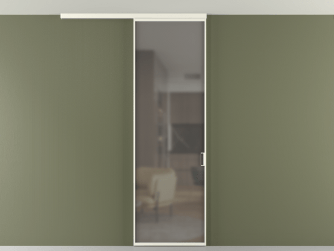 Перегородка Формато вдоль стены на потолок 1 створка АЛПР 040.01 Алюминий жемчужный Сатинированное серое стекло, триплекс Цена 105860 ₽ | Volhovec