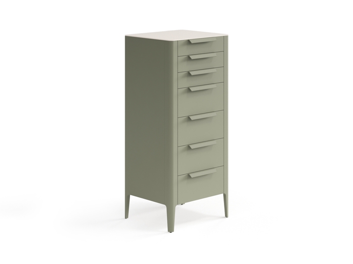 Мебель Комод Piega 7 ящиков. Цвет Матовый оливковый тёмный. Материал Гладкая эмаль. Коллекция Комод Piega 7 ящиков. Картинка.