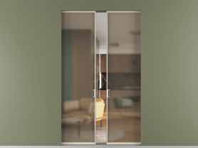 Алюминевая перегородка skr2_01_ Алюминий бежево-серый Бронза сатин матовое. Цвет Алюминий бежево-серый. Материал Алюминий в эмали. Коллекция Перегородка Формато скрытый пенал 2 створки. Картинка.