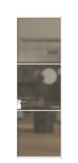 Дверь межкомнатная АЛПЛ040.03 Бронза сатин триплекс БЕЛ. Цвет Алюминий Белый. Материал Алюминий. Коллекция Formato. Картинка.