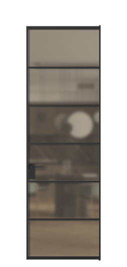 Дверь межкомнатная АЛПЛ040.04 Бронза сатин триплекс ЧЕР. Цвет Алюминий Черный. Материал Алюминий. Коллекция Formato. Картинка.