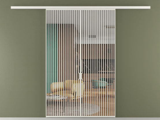 Алюминевая перегородка АЛПР 040.06_АСР_Crystalvision_new. Цвет Алюминий серый. Материал Алюминий в эмали. Коллекция Перегородка Формато вдоль стены 2 створки. Картинка.