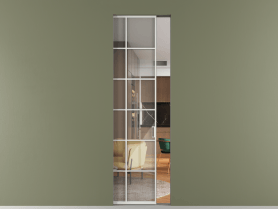 Алюминевая перегородка skr1_05_ Алюминий светло-серый Stopsol Clear. Цвет Алюминий светло-серый. Материал Алюминий в эмали. Коллекция Перегородка Формато скрытый пенал 1 створка. Картинка.