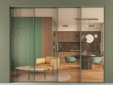 Перегородка Формато внутри проёма 4 створки с синхронным механизмом