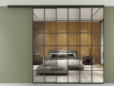 Перегородка Формато вдоль стены на потолок 3 створки с синхронным механизмом