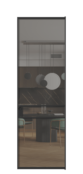 Дверь межкомнатная АЛПЛ040.02 Серый триплекс ЧЕР. Цвет Алюминий Черный. Материал Алюминий. Коллекция Formato. Картинка.